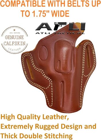 حافظة مسدس جلدية OWB - أسطوانة J بإطار 3 بوصة - لـ S&W 60 63، Rgr SP101، Taurus 85 605 856 942 Guns - حافظات مسدس فطيرة جلدية - حافظات Taurus 856 - Rgr SP101 Holster OWB in Kuwait