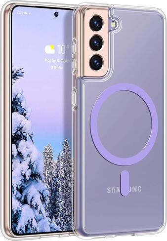 حافظة Rayboen لهاتف Samsung Galaxy S21، متوافقة مع Magsafe، غطاء هاتف مغناطيسي متين حريري شفاف مقاوم للصدمات لهاتف Samsung S21 5G مع ظهر صلب مضاد للخدش، أسود غير لامع in Kuwait