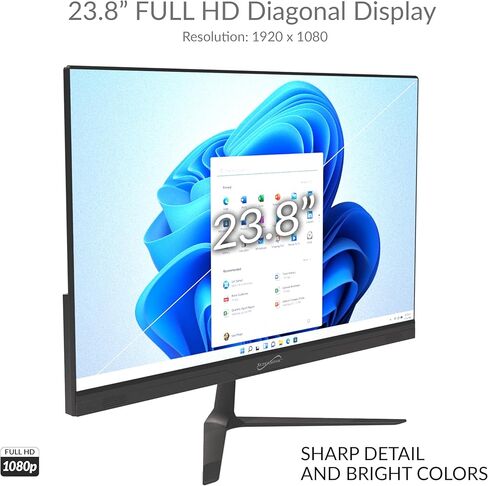 Supersonic SC-5524AIO 24" Windows All-in-1 Desktop Computer, Intel Quad-Core N100, 256GB SSD, 8GB RAM, UHD Graphics 600, Windows 11, Office 365, HDMI, Wi-Fi, Micro SD, Keyboard & Mouse Included in Saudi Arabia