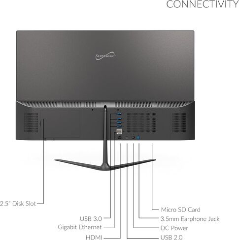 Supersonic SC-5524AIO 24" Windows All-in-1 Desktop Computer, Intel Quad-Core N100, 256GB SSD, 8GB RAM, UHD Graphics 600, Windows 11, Office 365, HDMI, Wi-Fi, Micro SD, Keyboard & Mouse Included in Saudi Arabia