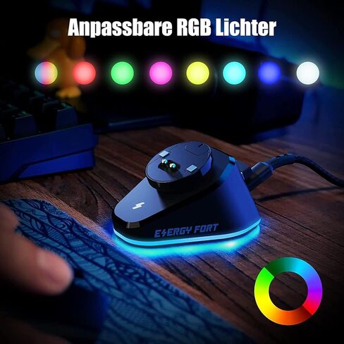 MOSHOU Mouse Wireless Charger Station Compatible with Logitech G Pro X Superlight G903h G703h G502 Lightspeed Razer DeathAdder V2 Naga Viper Basilisk Ultimate Gaming Mice Mouse Dock Station (Black) in Saudi Arabia