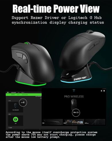 MOSHOU Mouse Wireless Charger Station Compatible with Logitech G Pro X Superlight G903h G703h G502 Lightspeed Razer DeathAdder V2 Naga Viper Basilisk Ultimate Gaming Mice Mouse Dock Station (Black) in Saudi Arabia