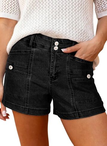 Astylish Women's High Waisted Shorts Jean Stretchy Casual Fashion Trendy Double Button Fly Denim Shorts in Saudi Arabia