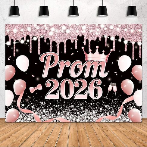 Mehofond Prom 2025 Backdrop Banner Rose Gold Gold Tuppust Party Party Procession 2025 Prom Night Party Decorations Brayer in Saudi Arabia