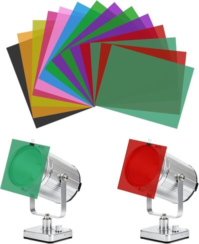 Gel Light Filter - 14 PCS Red Green Christmas Gel Light Filter, Colored Overlays Correction Transparency Film Plastic Sheets for Christmas Landscape Led Light or Reading, 11.7 x 8.5 Inches in Saudi Arabia