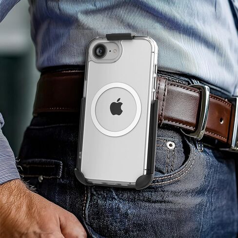حافظة مزودة بمشبك حزام لهاتف iPhone 16e مع حافظة للهاتف، (2025) متوافقة مع MagSafe (شفاف كريستالي) in Saudi Arabia