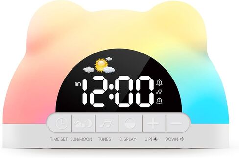 ساعات منبه رقمية لغرف النوم، ساعة مكتب LED مع ضوء ليلي RGB، باهتة السطوع، التاريخ، الأسبوع، عرض كبير لدرجة الحرارة، ديكور حديث للمكتب، المكتب، هدية للأطفال والمراهقين والبالغين (أسود) in Kuwait