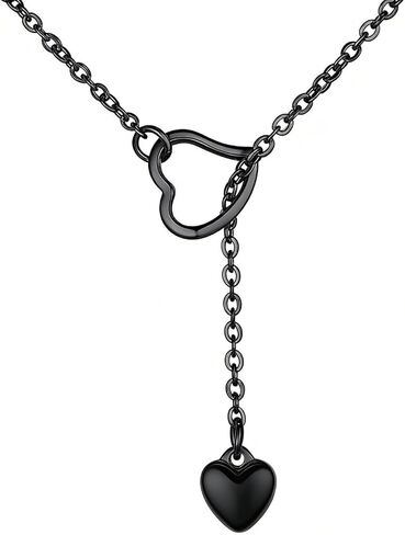 Slip Chain Heart Y-Necklaces for Women Fine Long Chain Necklaces Adjustable Heart Pendant Necklaces Fashionable Holiday Birthday Jewelry Gifts in Saudi Arabia