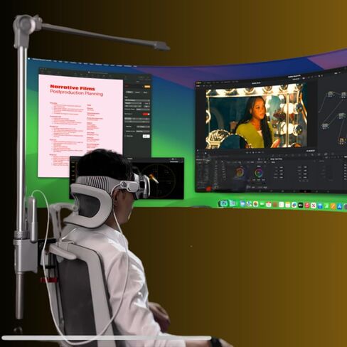 GraviPro – Dynamic Relief Stand for VR Headsets, Compatible with Apple Vision Pro | Adjustable Arm for Face & Neck Pressure, Foldable Support for Long Session in Saudi Arabia