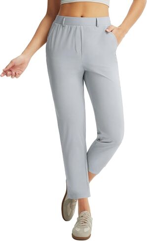 BALEAF Women's 25'' Golf Pants Stretch Travel Casual Work Business Petite Ankle Slacks Dressy Pockets Army Green in Saudi Arabia