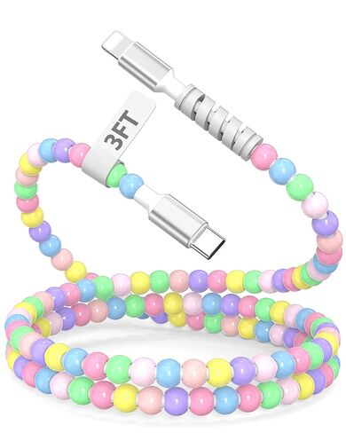 iMangoo 6FT USB C Cable for iPhone 14 13 12 11 Pro Max XR XS 8 7 6 6s Plus 5 4 4s SE for iPad Cute Colorful Beaded Phone Charger Fast Charging Cord Type C Wire for Home Office Car for CarPlay in Saudi Arabia