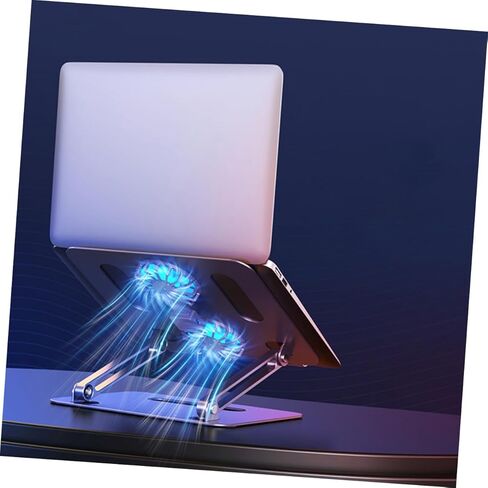 حامل تبريد للكمبيوتر المحمول بمروحة مزدوجة قابلة للتعديل مع إطار من سبائك الألومنيوم، وسادة تبريد قابلة للطي للكمبيوتر المحمول للألعاب والاستخدام المكتبي، فضي in Saudi Arabia