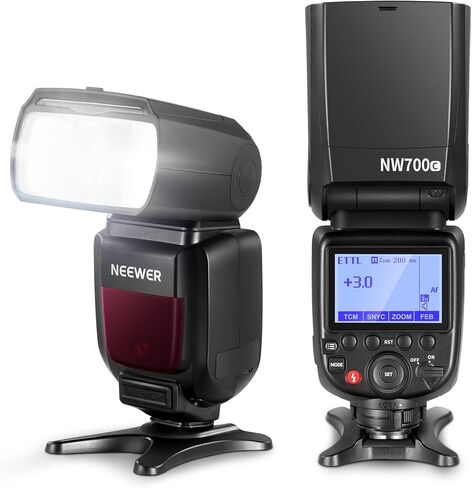 NEEWER NW700-N TTL Flash Speedlite متوافق مع كاميرات Nikon DSLR، مزامنة عالية السرعة 1/8000 ثانية، مخرج 1/1-1/256، وظيفة TCM، 230 فلاش طاقة كامل، إعادة تدوير سريعة 0.1-2.7 ثانية، البطاريات غير متضمنة in Kuwait
