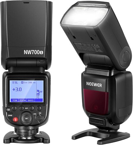 NEEWER NW700-N TTL Flash Speedlite متوافق مع كاميرات Nikon DSLR، مزامنة عالية السرعة 1/8000 ثانية، مخرج 1/1-1/256، وظيفة TCM، 230 فلاش طاقة كامل، إعادة تدوير سريعة 0.1-2.7 ثانية، البطاريات غير متضمنة in Kuwait