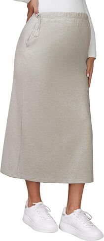 تنانير نسائية للحمل، مناسبة للعمل، تنورة متوسطة الطول فوق البطن، محبوكة قابلة للتمدد، تنورة مستقيمة للحمل in Kuwait