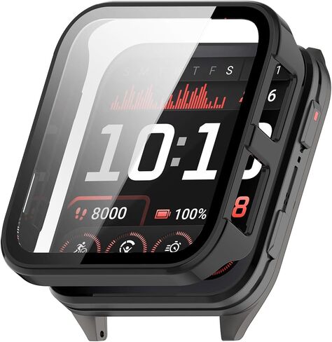 Case Cover for Garmin Venu X1, Hard PC Protective Case with Tempered Glass Screen Protector for Garmin Venu X1 Smart Watch (Black) in Saudi Arabia