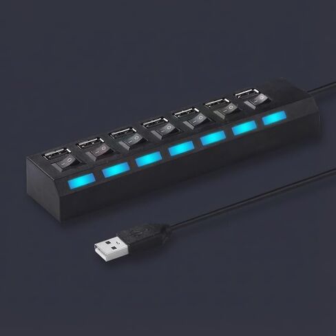 High Speed LED USB 2.0 Adapter Hub Multi Port Socket Splitter with Independent ON Off Switches in Saudi Arabia