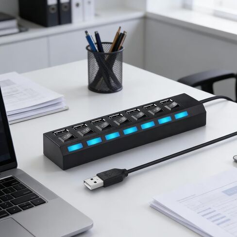High Speed LED USB 2.0 Adapter Hub Multi Port Socket Splitter with Independent ON Off Switches in Saudi Arabia