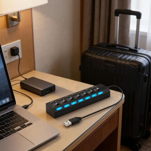High Speed LED USB 2.0 Adapter Hub Multi Port Socket Splitter with Independent ON Off Switches in Saudi Arabia