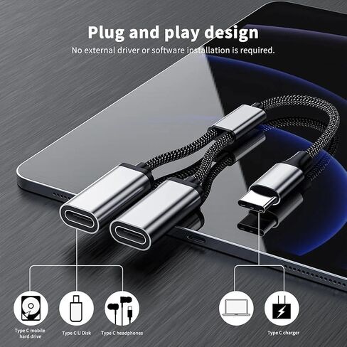 موزع USB C ذكر إلى 3 USB C أنثى، محور من سبائك الألومنيوم من النوع C، نقل بيانات بسرعة 480 ميجابت في الثانية لمحرك أقراص USB للكمبيوتر المحمول والهواتف اللوحية in Saudi Arabia
