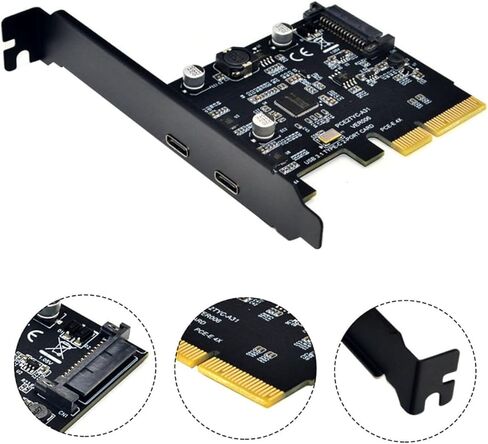 بطاقة توسيع USB3.1 بسرعة 10 جيجابت في الثانية مع منافذ مزدوجة من النوع C ومحول موسع كمبيوتر متوافق مع PCI-e لمحركات أقراص التخزين الخارجية ذات غلاف SSD in Kuwait
