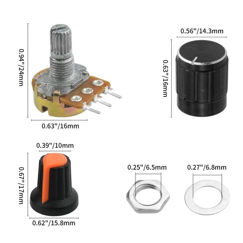 WMYCONGCONG 27 PCS WH148 Potentiometer Kit B1K B2K B5K B10K B20K B50K B100K B500K B1M Single Linear Potentiometers 3Pins Variable Resistors with 9 Color Knob Caps in Saudi Arabia