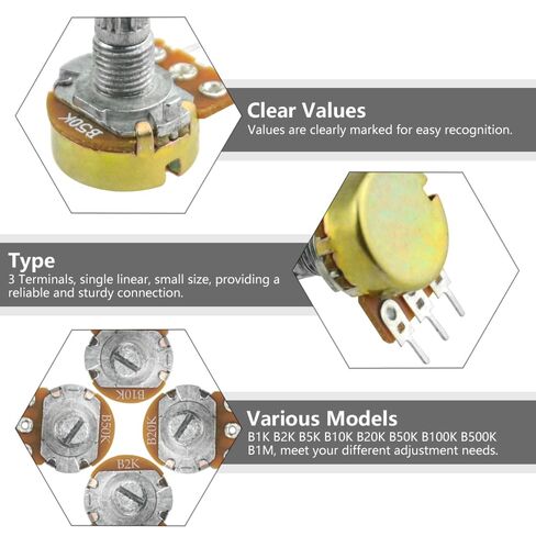 WMYCONGCONG 27 PCS WH148 Potentiometer Kit B1K B2K B5K B10K B20K B50K B100K B500K B1M Single Linear Potentiometers 3Pins Variable Resistors with 9 Color Knob Caps in Saudi Arabia