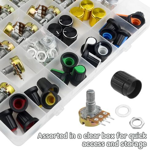 WMYCONGCONG 27 PCS WH148 Potentiometer Kit B1K B2K B5K B10K B20K B50K B100K B500K B1M Single Linear Potentiometers 3Pins Variable Resistors with 9 Color Knob Caps in Saudi Arabia