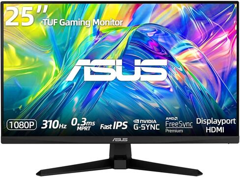 ASUS TUF 24" IPS Monitor, Full HD(1920x 1080), LED Display, 120Hz, 1ms, Adaptive-Sync, 99% sRGB, Anti-Glare M, VESA Mountable, Speakers, DisplayPort, HDMI, VGA, Ajustable Stand in Kuwait