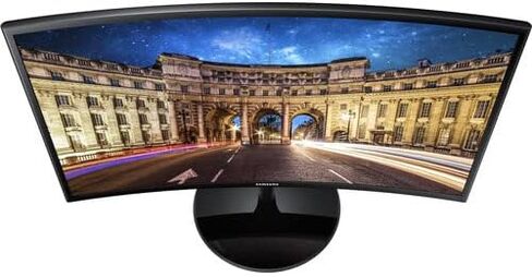 شاشة كمبيوتر سامسونج منحنية 24 بوصة، LC24F390FHNXZA شاشة LED 60 هرتز عالية الدقة 1080 بكسل تصميم نحيف للألعاب للاستخدام في المنزل والمكتب، تتضمن لوحة ماوس سوداء in Saudi Arabia