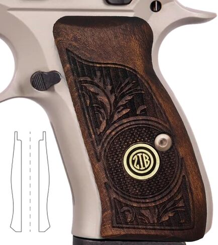 Wood Grips for CZ 75/85 Compact, CZ P-01, CZ 75 D PCR, P100, C100, Tristar T100, Veteran Gift, Featured at Shot Show in Saudi Arabia