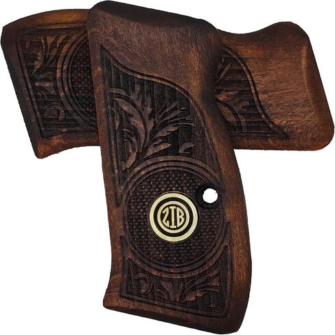 Wood Grips for CZ 75/85 Compact, CZ P-01, CZ 75 D PCR, P100, C100, Tristar T100, Veteran Gift, Featured at Shot Show in Saudi Arabia