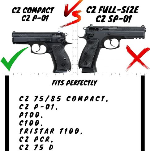 Wood Grips for CZ 75/85 Compact, CZ P-01, CZ 75 D PCR, P100, C100, Tristar T100, Veteran Gift, Featured at Shot Show in Saudi Arabia