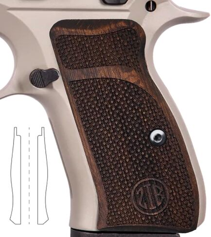 Wood Grips for CZ 75/85 Compact, CZ P-01, CZ 75 D PCR, P100, C100, Tristar T100, Veteran Gift, Featured at Shot Show in Saudi Arabia