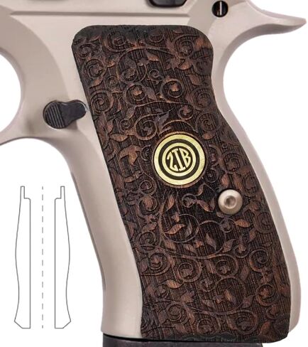 Wood Grips for CZ 75/85 Compact, CZ P-01, CZ 75 D PCR, P100, C100, Tristar T100, Veteran Gift, Featured at Shot Show in Saudi Arabia