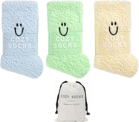 Cozy Socks for Women Gifts: Fuzzy Ultra-Soft Warm Fluffy Cute Luxury Cloud Socks for Home Sleep 3 Pack in Saudi Arabia