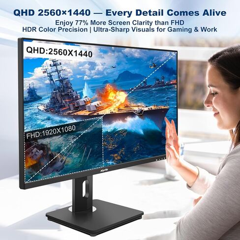 شاشة تعمل باللمس، شاشة تعمل باللمس مقاس 27 بوصة QHD 2560x1440 100 هرتز، شاشات تعمل باللمس مع لمسة 10 نقاط، مكبرات صوت مدمجة، النوع C، VESA، قلم ستايلس، مثالية للبار، وصالة الألعاب الرياضية، والأعمال التجارية، أسود in Saudi Arabia