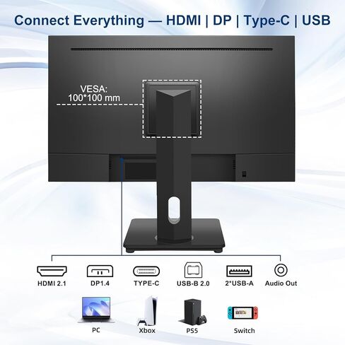 شاشة تعمل باللمس، شاشة تعمل باللمس مقاس 27 بوصة QHD 2560x1440 100 هرتز، شاشات تعمل باللمس مع لمسة 10 نقاط، مكبرات صوت مدمجة، النوع C، VESA، قلم ستايلس، مثالية للبار، وصالة الألعاب الرياضية، والأعمال التجارية، أسود in Saudi Arabia