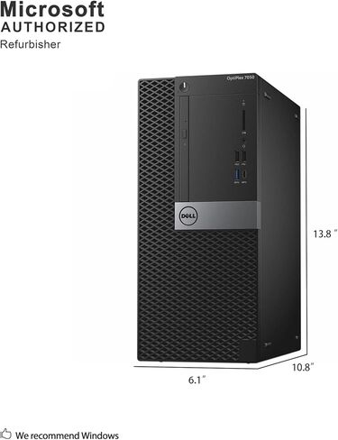 Dell OptiPlex 7050 'T Intel Core i7-6700 3.4 GHz, 16GB RAM, 512 GB Solid State Drive, DVDRW, Windows 11 Pro 64bit, (Renewed) in Kuwait