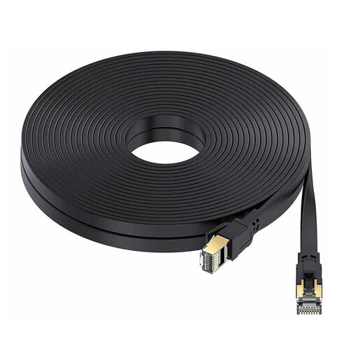 كابل إيثرنت، كابل شبكة مسطح أسود مع موصلات مطلية بالذهب in Kuwait