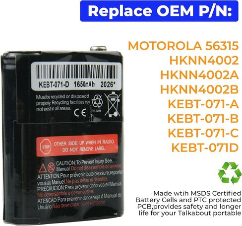 2-Pack Rechargeable Battery for Talkabout Motorola 53615 KEBT-071A KEBT-071-B KEBT-071-C KEBT-071-D hknn4002 Two-Way Radio Battery Replacement (3.6V 1650mAh) in Saudi Arabia