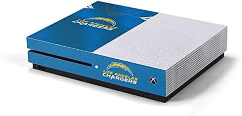 ملصق Skinit المخصص للألعاب متوافق مع وحدة تحكم Xbox One S - تصميم جيرسي لفريق Los Angeles Chargers مرخص رسميًا من NFL in Kuwait