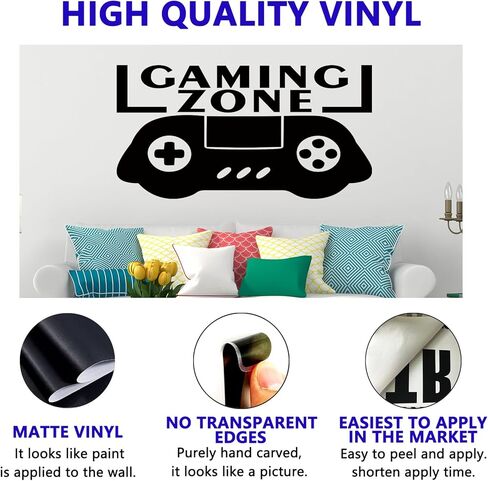 Gamer Wall Stickers for Boys Bedroom: Game Inspirational Positive Vinyl Art Wall Decals for Playroom Living Room - Gaming Zooe 21" X 11" in Saudi Arabia