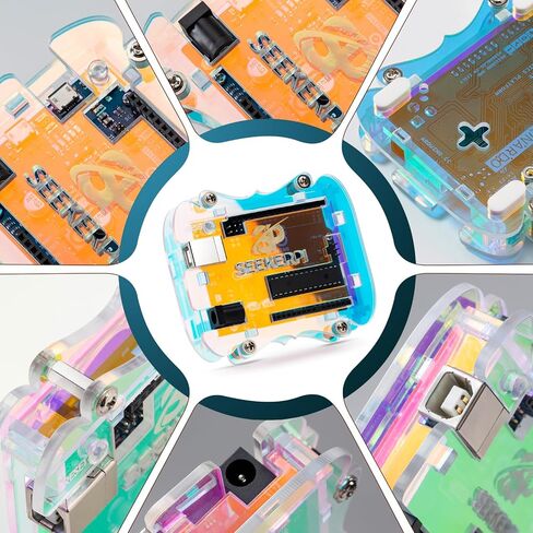 حافظة أكريليك شفافة قزحية اللون متوافقة مع لوحة Arduino UNO، متوافقة مع UNO R3丨UNO R3 SMD丨R4 WIFI丨R4 MINIMA丨LEONARDO丨Zero.(غير متضمنة UNO Board) in Kuwait