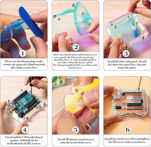 حافظة أكريليك شفافة قزحية اللون متوافقة مع لوحة Arduino UNO، متوافقة مع UNO R3丨UNO R3 SMD丨R4 WIFI丨R4 MINIMA丨LEONARDO丨Zero.(غير متضمنة UNO Board) in Kuwait