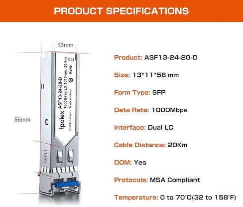 4-Pack 1000Base-LX/LH Single Mode LC SFP Transceiver for Cisco, Ubiquiti and More, 1310nm SMF, up to 20km in Saudi Arabia