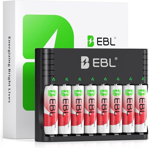 EBL Rechargeable AA Lithium Batteries with Charger, 1.5V 3000mWh 1600-Cycle, Ideal for Blink Outdoor Cameras (16 Pack) in Saudi Arabia