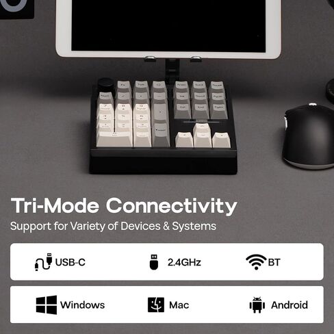 لوحة رقمية ميكانيكية لاسلكية EPOMAKER TH33، VIA، BT/2.4G/USB، قابلة للتبديل السريع، إضاءة خلفية RGB، حشية، غطاء مفاتيح PBT، مفتاح كريمي، لوحة أرقام مع مفاتيح أسهم ومقبض للكمبيوتر الشخصي/Mac in Kuwait