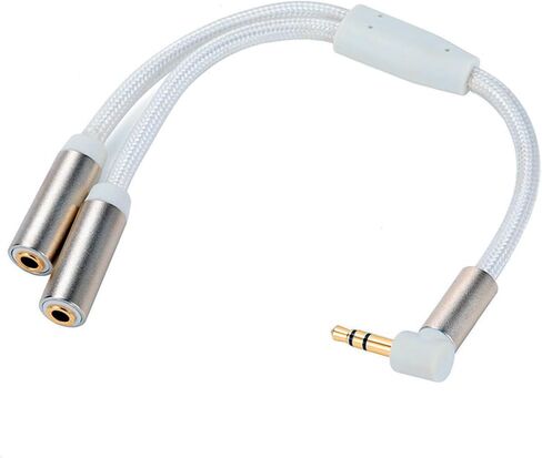 3.5mm Headphone Stereo Audio Splitter Adapter 3.5mm 1 Male to 2 Female Y Splitter Cable 90 Degree Gold Plated 7.87inch/20cm for PC Gaming Headset Tablet Laptop MP3 in Saudi Arabia