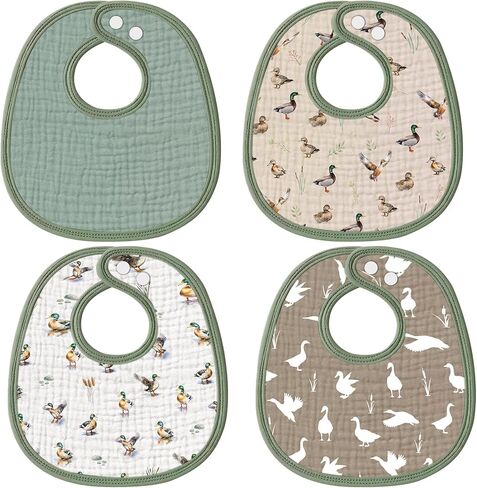 4 Piece Drooling Bibs for Baby Boys Girls,Soft Triple Layer Cotton Muslin, Adjustable Newborn Bibs for Drooling in Saudi Arabia
